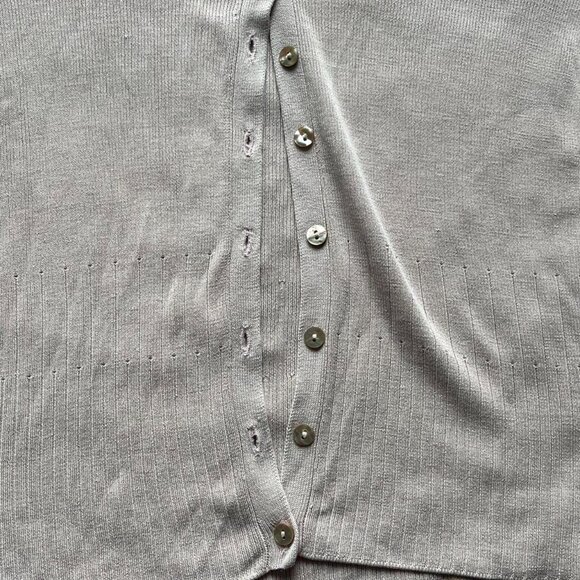 100% Silk Lord & Taylor Cardigan Women Petite Medium Baby Pink/Cream Long Sleeve - Picture 3 of 7
